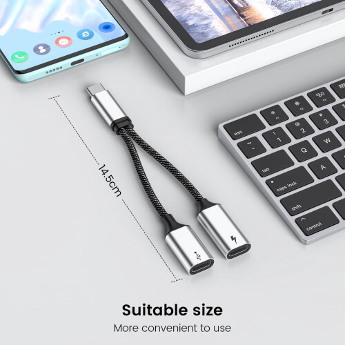 Διαχωριστής USB-C για φόρτιση και δεδομένα, Συμβατό με iPhone15, Galaxy S21, Pixel4, OnePlus — 2