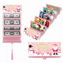 Porte-monnaie de Noël Père Noël pliables en papier rose, lot de 2, pour les petits-enfants