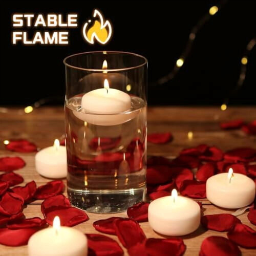 Pacote com 48 velas flutuantes brancas de 4,4 cm (1,75 polegadas), sem perfume, para centros de mesa, com duração de 4 a 5 horas. Ideal para 1