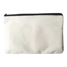 Klein canvas etui met ritssluiting – blanco tasje van natuurlijk katoen voor doe-het-zelfprojecten, make-up/toiletartikelen/opbergers (20x13 cm),