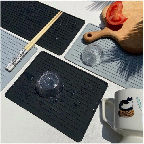 Tapete de silicone para secar louça, resistente ao calor e lavável, 20x15 1