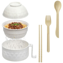 Ensemble de bols à ramen 3 en 1 pour micro-ondes de 1,2 L (40 oz) avec couvercle, baguettes, cuillère et fourchette – Convient pour les dortoirs,