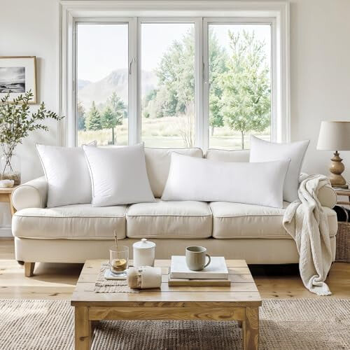 Rellenos para almohadas de 14x22 (juego de 2) - Cojín decorativo rectangular con funda 100% algodón para sofá o sillón. 2