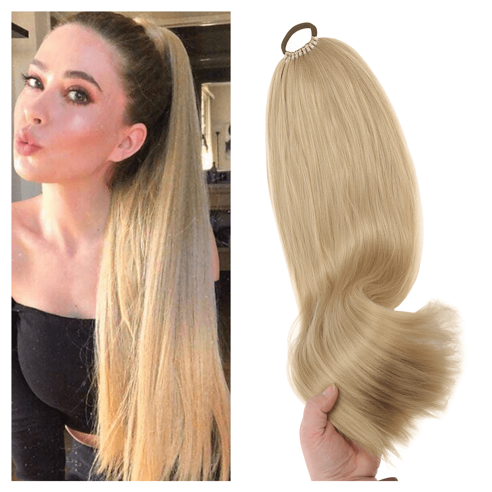 Unisex Synthetic 18Inch/20Inch/22Inch/24Inch/26Inch/28Inch/32Inch Long Straight Wig Ponytail, Headband Ponytail, Elastic Rope Ponytail