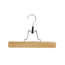 Cintre en bois pour pantalons et jupes avec pinces, antidérapant, crochet pivotant à 360 – Cintre uniquement