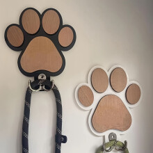 MOYU Rustic Wooden Dog Paw Wall Hook – Handcrafted Double-Layer Leash Hanger, Decorative Entryway Organizer, Heavy-Duty Key Holder, Compatible with
