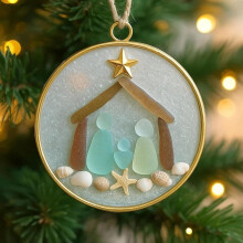 Weihnachtsschmuck aus Treibglas, handgefertigt, Strand-Weihnachtsdeko