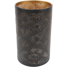Abat-jour cylindrique creux en métal sculpté, compatible E27/E26, 12 x 20 cm, artisanat moderne en fer pour lampes de table/de chevet et lustres