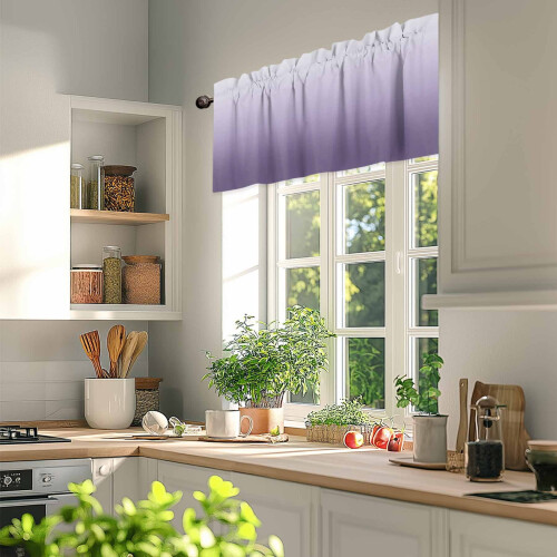 Cortina degradê roxa 54x18 polegadas, com bolso para varão, filtra a luz, compatível com varões padrão. 2