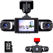 Bilkamera med full vy, 360 bilkamera med full vy, nattseende och G-sensor, bilkamera med dubbla objektiv för familjeanvändare