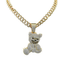 Hip Hop hanger in de vorm van een beer, geschikt voor mannen en vrouwen, met strass steentjes, sleutelbeenhanger, kerstcadeau, sieraad voor dagelijks