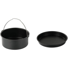 Ensemble de 2 accessoires universels pour friteuse à air : plaque à pizza et moule à gâteau, 20 cm, antiadhésif, compatible avec la plupart