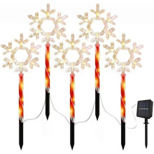 Guirlande lumineuse solaire de Noël 5 en 1, étanche, à LED, pour jardin et cour (motif flocon de neige), compatible avec les panneaux solaires