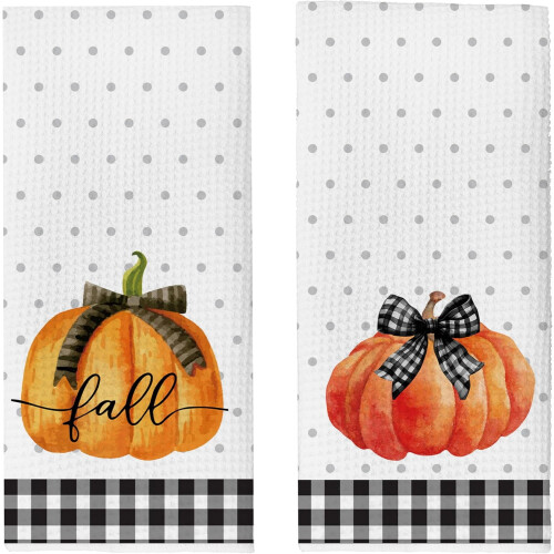 Σετ 2 φθινοπωρινών πετσετών κουζίνας (16x24"), Hello Autumn Farm Pumpkins Design – Διακόσμηση για