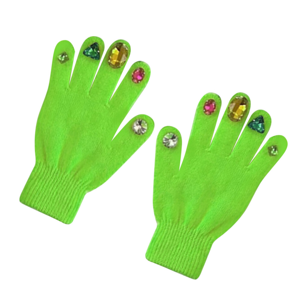 Green Sparkly Keep Warm Gloves Diy Nail Art