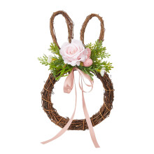 Guirlanda de Páscoa de madeira para porta de entrada, 25 cm