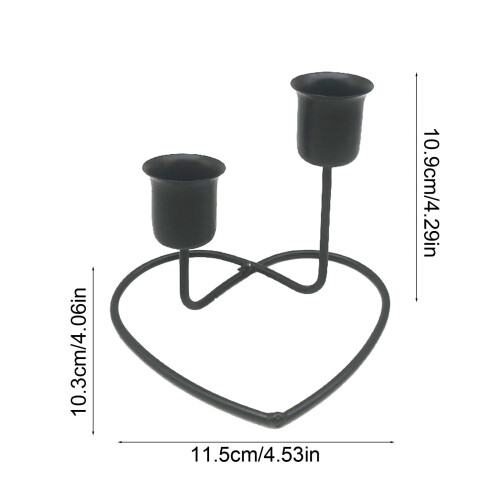 Castiçal em formato de coração, preto, para vela cônica (1 peça) 2
