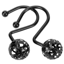 12pcs Black Rustproof Metal Shower Curtain Hooks – Decorative Hangers Compatible with Standard Curtains