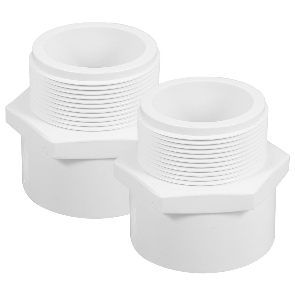 2Pcs White Pvc Pipe Fitting Adapter Connector With Npt Male Thread For Plumbing Connection 9313598078766