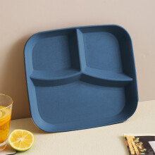 Plateau compartimenté réutilisable - Fibre de paille naturelle, compatible micro-ondes, empilable, idéal pour contrôler les portions, parfait