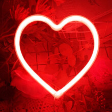Neon Night Light, LED Neon Signs Night Light Heart Neon Lights Neon Lights for Kids Bedroom Battery USB Operated