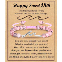 Wave Birthday Bracelet Gift with Card for Women, Daughters, Granddaughters, Nieces & Friends – Compatible with 13-18 Year Olds