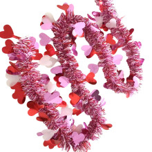 6.6Ft Valentine Tinsel Garland Decoration,Shiny Heart Tinsel Metallic Tinsel Twist Garland for Home Party Wedding Decorations