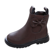 Girls Boots - Girls Leather Boots Waterproof Short Ankle Boots Non Breathable Comfortable Casual Shoes - Toddler Boots,Color:Brown,Size:10-10.5 Years