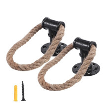 Poignées de meuble rétro en corde de chanvre, noires (2 pièces)