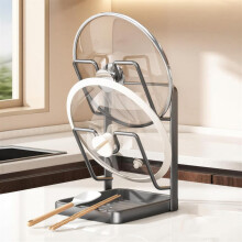 Heavy-duty Kitchen Pot Lid Storage Rack & Spoon Rest with Removable Drip Tray – Compatible with Most Lids