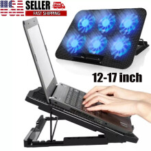 Koelpad voor laptop met dubbele USB-poorten - 6 snelle, stille ventilatoren, verstelbare standaard (max. 45 cm)