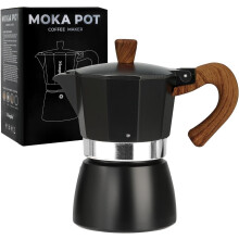 Stovetop Espresso Maker Moka Pot, 3-cup (5 oz), Black – Compatible with all stovetops
