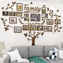 Family Tree Wall Decor - Picture Frames Collage 4x6 5x7 8x10 11x14 3D DIY-Acrylic Photo Frame for Living Room (Brown 57 * 81in)