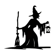 Liquidation ! Décoration murale extérieure en métal noir représentant une sorcière sur une branche, idéale pour Halloween, jardin ou terrasse.