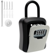 4-Digit Wall-Mounted Key Lock Box, Waterproof Security Lockbox Compatible with Car Keys, Home/Hotel/School/Office