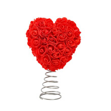 Décoration de sapin en forme de cœur rose avec rose artificielle – Ornement pour la Saint-Valentin, décoration intérieure, idéal pour la