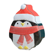 Pink Penguin Christmas Cookie Box with Lid, 5.5", Compatible with Xmas Party Decor & Card Storage