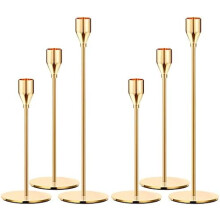 Goldener Kerzenhalter aus Metall für Hochzeiten, Dinnerpartys, geeignet für Kerzen und LED-Kerzen mit 3/4 Zoll Durchmesser (6er-Set)