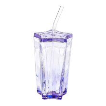 Verre à boire en forme d'étoile, gobelet réutilisable avec couvercle et paille, idéal pour le bureau, la maison et l'été.