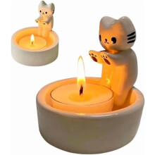 Pekkaxy Katzen-Kerzenhalter – Wärmende Pfoten-Teelichthalter, niedliches Kätzchen-Ornament, Geschenk für Katzenliebhaber