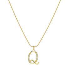 Initiaal strass ketting, verguld, initialen ketting A, Z, 26, alfabet letter ketting voor dames, sieradenketting