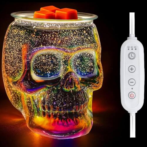 Θερμαντήρας κεριού Rainbow Skull με χρονοδιακόπτη και λάμπα – Ηλεκτρικός αρωματικός