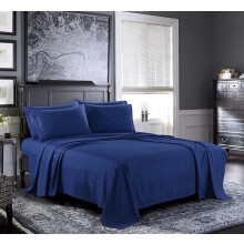 Ensemble de draps 4 pièces bleu marine – Microfibre brossée 1800 fils, poches profondes, doux et respirant, luxe hôtelier
