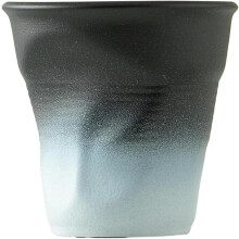 Household Retro Small Design Irregular Creative Pleated Coarse Pottery Coffee Cup - Black and White Gradual Change
