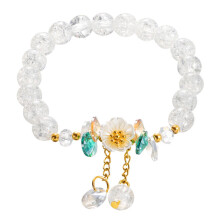 Elástico feminino elegante com miçangas e flores coloridas, feito à mão, perfeito para qualquer ocasião.