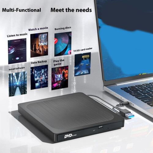External Disc Drive USB3.0 Type C Disc Player Burning Reader Compatibles Laptop Desktop Multiple Systems 1