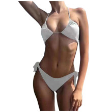 Bikini setjes voor dames, bikini badpak met snoepkleurige doorschijnende stof en strikdetail, ademend voor zonnebaden en strand, damesbikini, wit, 3XL