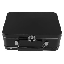 Boîte à lunch en fer-blanc noir, récipient bento en métal avec couvercle à charnière pour les repas en plein air