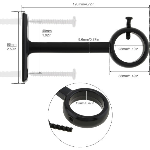 Staffe per asta per tende da soffitto, supporti resistenti per aste per tende da soffitto e parete da 2,5 cm, set da 4 (nero) 1