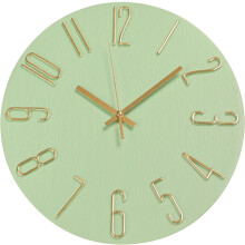 12" Silent Non-Ticking Wood-Look Round Wall Clock – Modern 3D Quartz Clock Compatible with Home, Hotel, Office, School, Bedroom, Living Room &